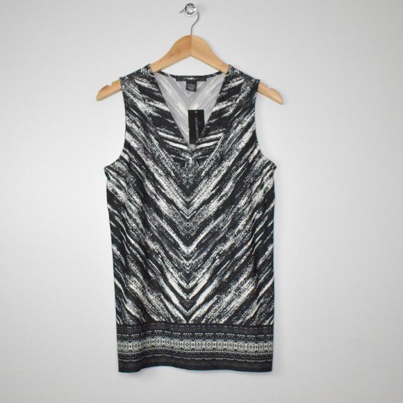NWT 89th & Madison Sleeveless Blouse Black White S - Picture 4 of 9